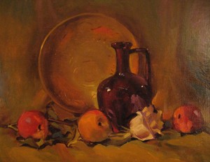Still Life with Peaches - oil on canvas by Phil Kantz