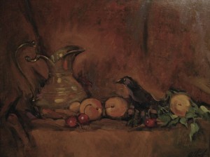 Bird with Fruit - oil on canvas by Phil Kantz
